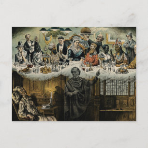 Cartes Pour Fêtes Annuelles British Scrooge Queen Victoria Dîner de Noël