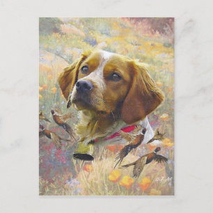 Cartes Pour Fêtes Annuelles Brittany Spaniel Art, Chasse de faisan