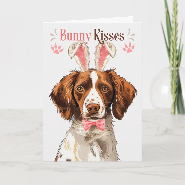 Cartes Pour Fêtes Annuelles Brittany Spaniel Chien à Bunny Ears pour Pâques (Devant)