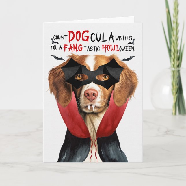 Cartes Pour Fêtes Annuelles Brittany Spaniel Dog Funny Count DOGcula Halloween (Devant)