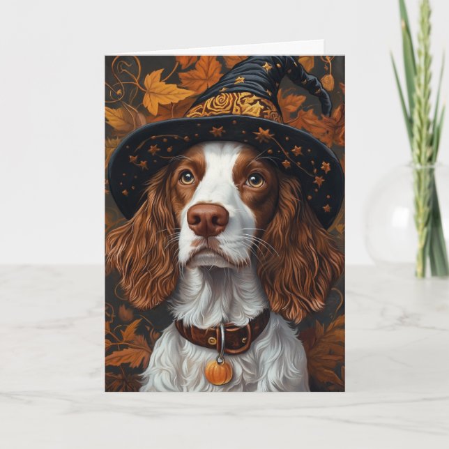 Cartes Pour Fêtes Annuelles Brittany Spaniel Halloween (Devant)