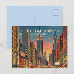 Cartes Pour Fêtes Annuelles Broadway New York Voyage Art Vintage