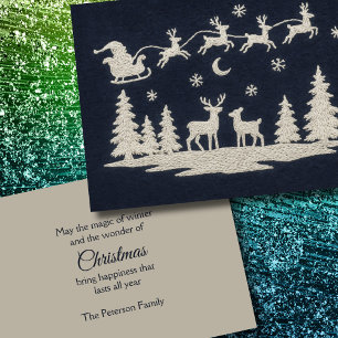 Cartes Pour Fêtes Annuelles Broderie Animaux de la forêt de Noël Père Noël Sle