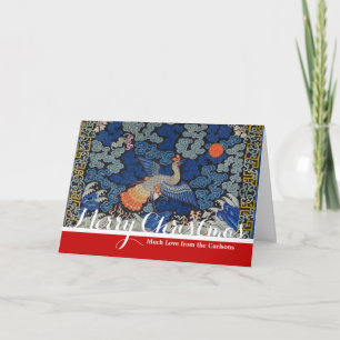 Cartes Pour Fêtes Annuelles Broderie chinoise bleu d'oiseau Vintage