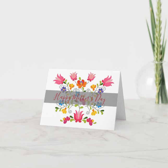 Cartes Pour Fêtes Annuelles Broderie florale (Devant)