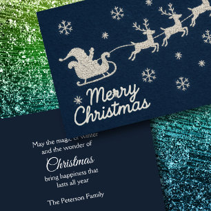 Cartes Pour Fêtes Annuelles Broderie Nuit de Noël Sky Père Noël Sleigh