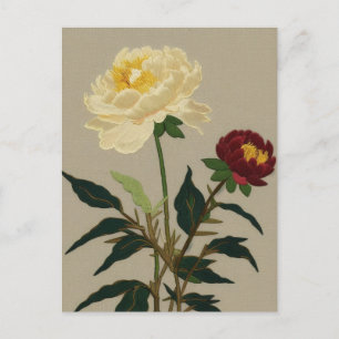 Cartes Pour Fêtes Annuelles Broderie vintage fleur de pivoine
