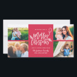 Cartes Pour Fêtes Annuelles Brosse moderne Script Noël Holiday 4-Photo Rouge<br><div class="desc">Faites une déclaration étonnante cette saison des Fêtes avec cet élégant carte photo de vacances 4 avec "Joyeux Noël" dans une police de texte de brush. Achetez notre boutique en ligne pour plus de pièces dans ce design!</div>
