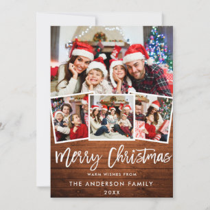 Cartes Pour Fêtes Annuelles Brosse Rustique en bois Script Star 4 Photo Noël