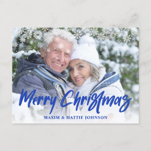 Cartes Pour Fêtes Annuelles Brosse Script Joyeux Noël Flocons de Neige Photo