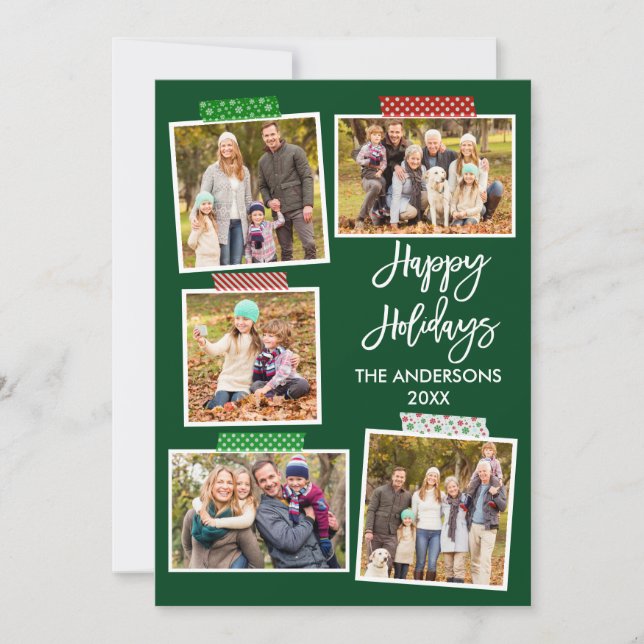 Cartes Pour Fêtes Annuelles Brosse Script Joyeux Vacances Bande verte (Devant)