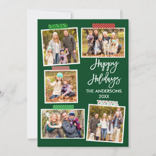 Cartes Pour Fêtes Annuelles Brosse Script Joyeux Vacances Bande verte