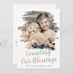 Cartes Pour Fêtes Annuelles Brossé Tan Compter Nos Bénédictions Année En Revue