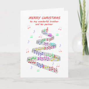 Cartes Pour Fêtes Annuelles Brother et son partenaire Partition Musique Noël