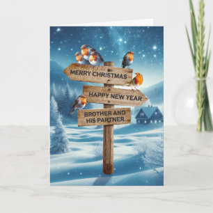 Cartes Pour Fêtes Annuelles Brother et son partenaire Robins de Noël