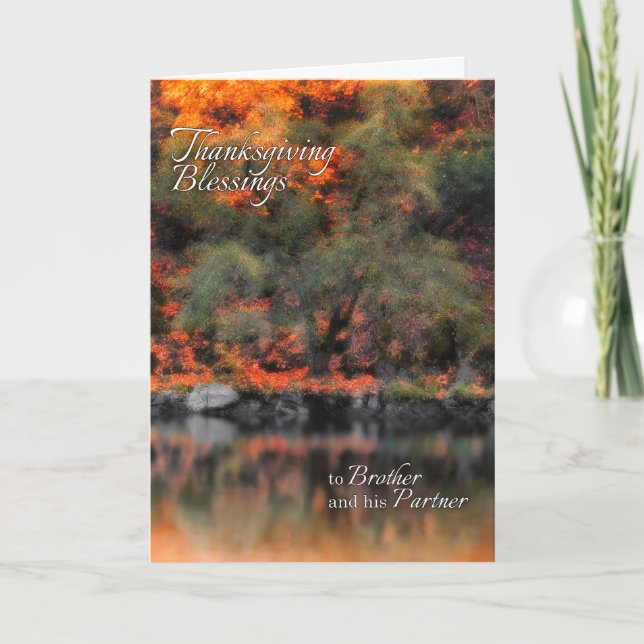 Cartes Pour Fêtes Annuelles Brother et son partenaire Thanksgiving Autumn Lake (Devant)