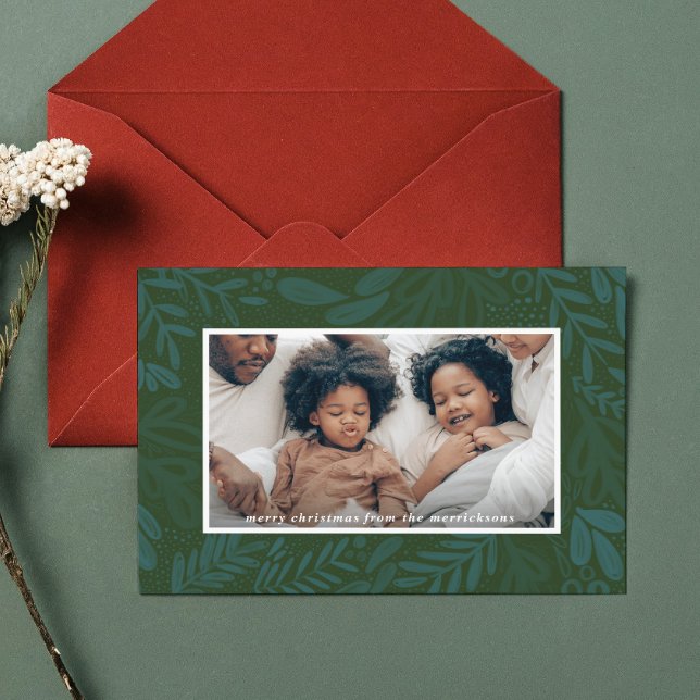 Cartes Pour Fêtes Annuelles Brouillon à feuillage persistant | Photo botanique (Evergreen Bramble | Festive Botanical Photo Holiday Card)