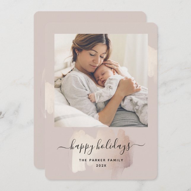 Cartes Pour Fêtes Annuelles Brouillon Chic | Joyeuses vacances Photo Noël (Devant / Derrière)