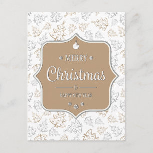 Cartes Pour Fêtes Annuelles Brown and Silver Elegant Christmas Trees Pattern