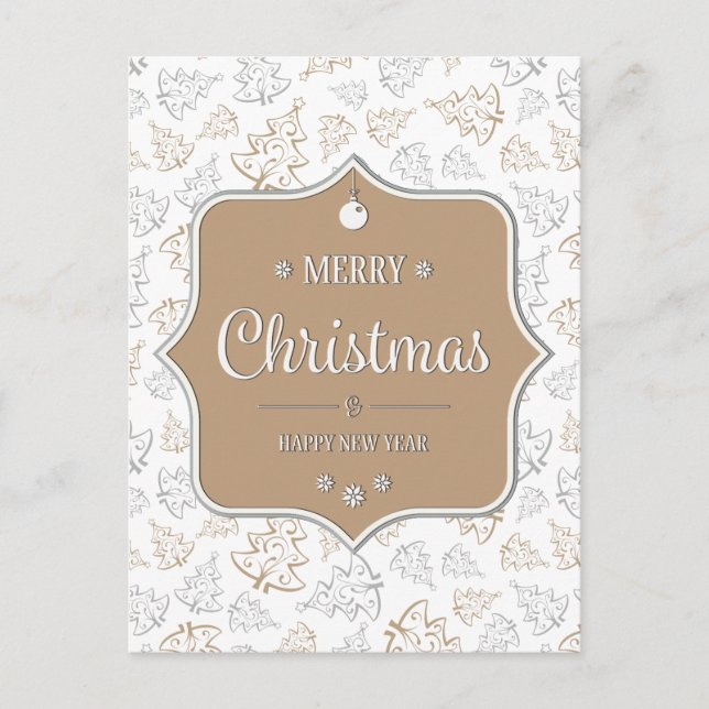 Cartes Pour Fêtes Annuelles Brown and Silver Elegant Christmas Trees Pattern (Devant)