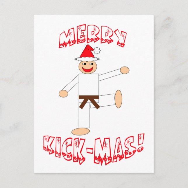 Cartes Pour Fêtes Annuelles Brown Belt Merry Kick-Mas ! (Devant)