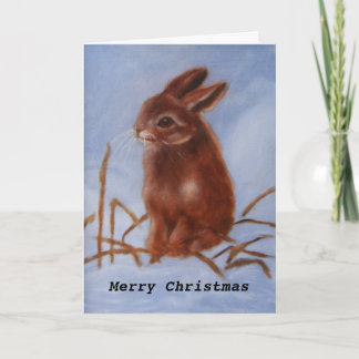 Cartes Pour Fêtes Annuelles Brown Bunny In The Snow
