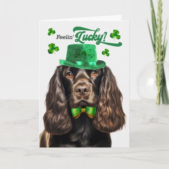 Cartes Pour Fêtes Annuelles Brown Cocker Spaniel Dog Lucky St Patrick's Day (Devant)