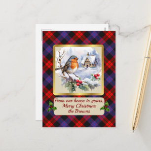 Cartes Pour Fêtes Annuelles Brown Crest & Tartan avec Robin Personnalisé