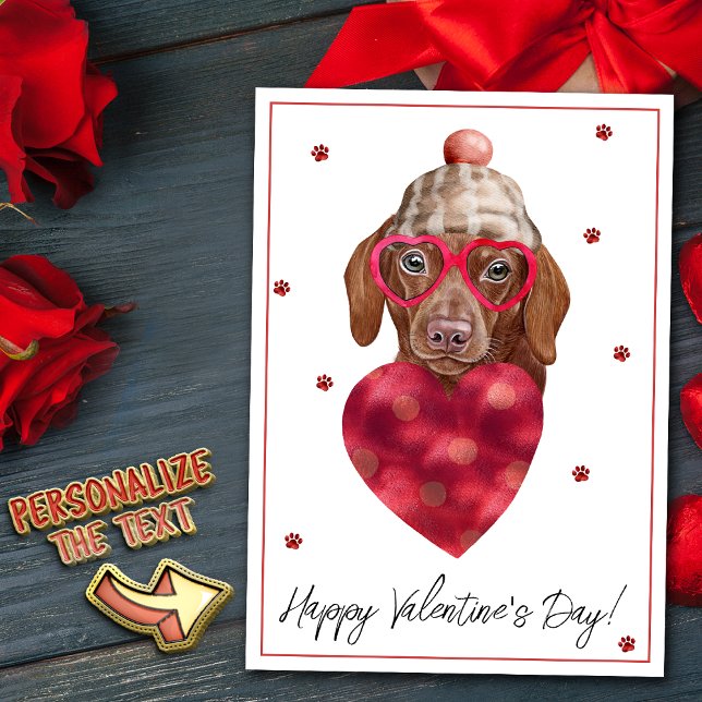 Cartes Pour Fêtes Annuelles Brown Dachshund Amoureux des chiens Valentine Cade (Créateur téléchargé)