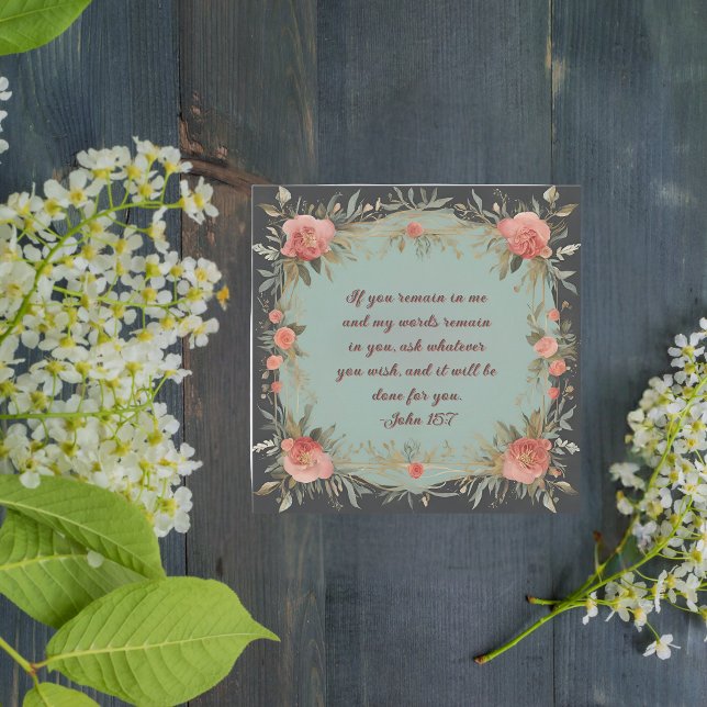 Cartes Pour Fêtes Annuelles Brown et Sage Floral Frame Bible Verse (Créateur téléchargé)