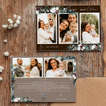 Cartes Pour Fêtes Annuelles Brown Green Vintage Cinq photos Collage<br><div class="desc">Bienvenue dans notre Brown verdure Vintage Cinq photos Collage de cartes de vacances design, où le charme vintage et l'élégance moderne. Cette conception est composée d'une végétation d'aquarelle complexe et d'une calligraphie subtilement élégante avec une typographie simple, capturant l'essence de l'esprit traditionnel et rustique cottage core. Avec une touche de...</div>