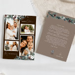 Cartes Pour Fêtes Annuelles Brown Green Vintage Four Photo Collage<br><div class="desc">Bienvenue dans notre Brown Green Vintage Four Photo Collage Holiday Card design enchanteur, où le charme vintage rencontre l'élégance moderne. Cette conception est composée d'une végétation d'aquarelle complexe et d'une calligraphie subtilement élégante avec une typographie simple, capturant l'essence de l'esprit traditionnel et rustique cottage core. Avec une touche de rétro...</div>