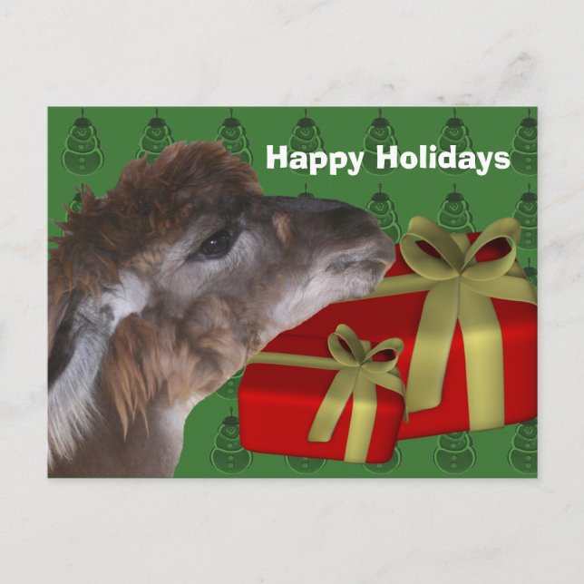 Cartes Pour Fêtes Annuelles Brown Llama Ferme Animale Noël (Devant)
