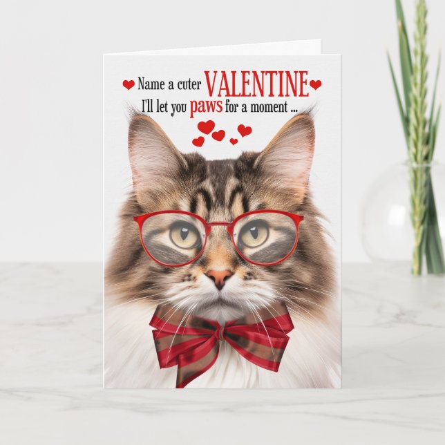 Cartes Pour Fêtes Annuelles Brown Marble Wegie Humour de chat Saint Valentin (Devant)