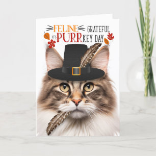 Cartes Pour Fêtes Annuelles Brown norvégien Chat Grateful PURRkey Day