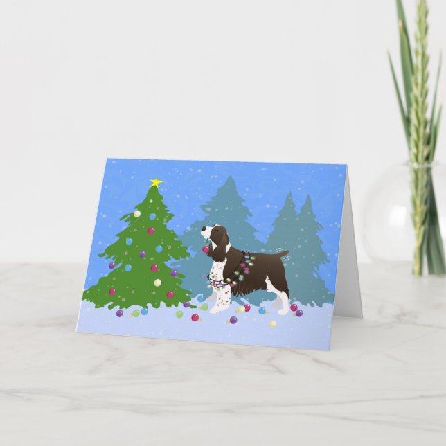 Cartes Pour Fêtes Annuelles Brown Springer Spaniel Décoration Arbre de Noël (Devant)