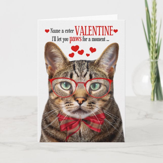 Cartes Pour Fêtes Annuelles Brown Tabby Chat Feline Humour Saint-Valentin (Devant)