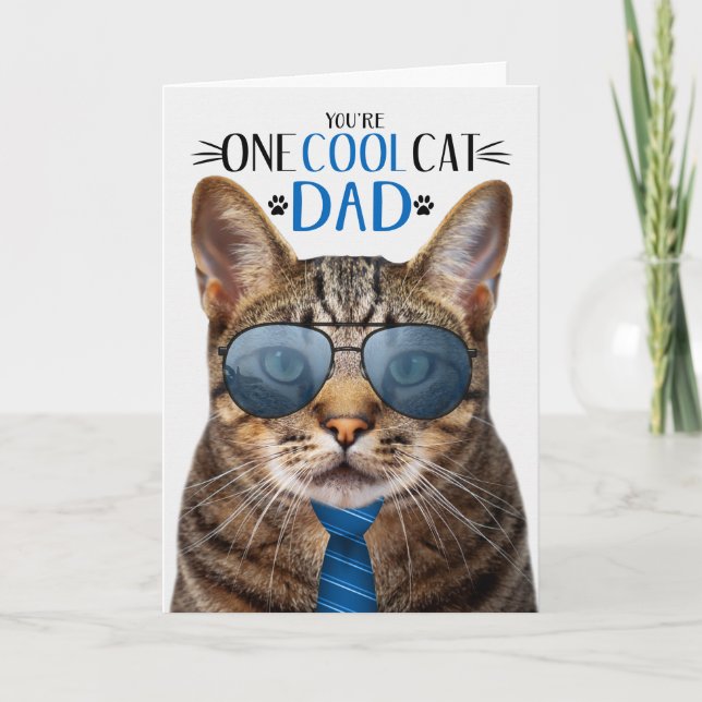 Cartes Pour Fêtes Annuelles Brown Tabby Fête des pères de chat Un Cool Chat (Devant)