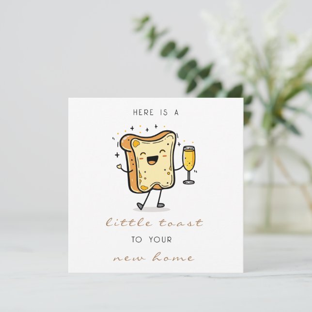 Cartes Pour Fêtes Annuelles Brown Voici un petit toast à votre nouvelle maison (Debout devant)