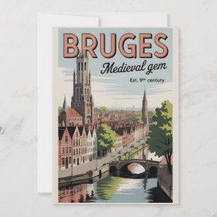 Cartes Pour Fêtes Annuelles Bruges Belgique Ciel Rétro Cité Voyage 