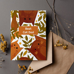 Cartes Pour Fêtes Annuelles Brûlé orange Chats et branches Meilleur papa chat