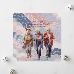 Cartes Pour Fêtes Annuelles Brunch de la Saint-Valentin entre dames âgées