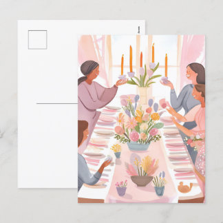 Cartes Pour Fêtes Annuelles Brunch de Pâques | Aquarelle Famille Repas artisan