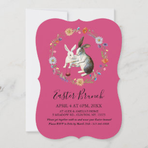Cartes Pour Fêtes Annuelles Brunch de Pâques Bohème Lapins Aquarelle Fleurs sa