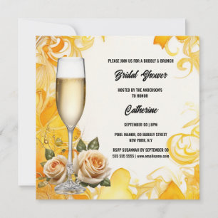 Cartes Pour Fêtes Annuelles Brune de douche nuptiale bubbly rose jaune tendanc