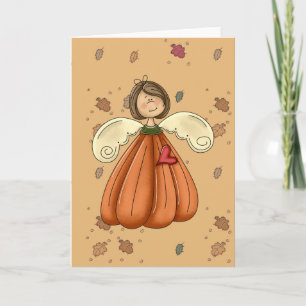 Cartes Pour Fêtes Annuelles brunette citrouille ange