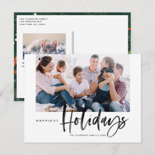 Cartes Pour Fêtes Annuelles Brush Calligraphy Black Happest Holidays Photo