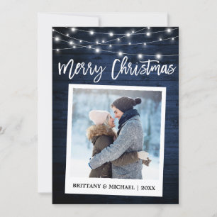 Cartes Pour Fêtes Annuelles Brush Script Bois Instantané Caméra Couple Christm