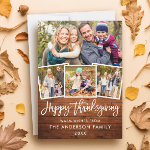 Cartes Pour Fêtes Annuelles Brush Script Bon thanksgiving Bois 4 Photos
