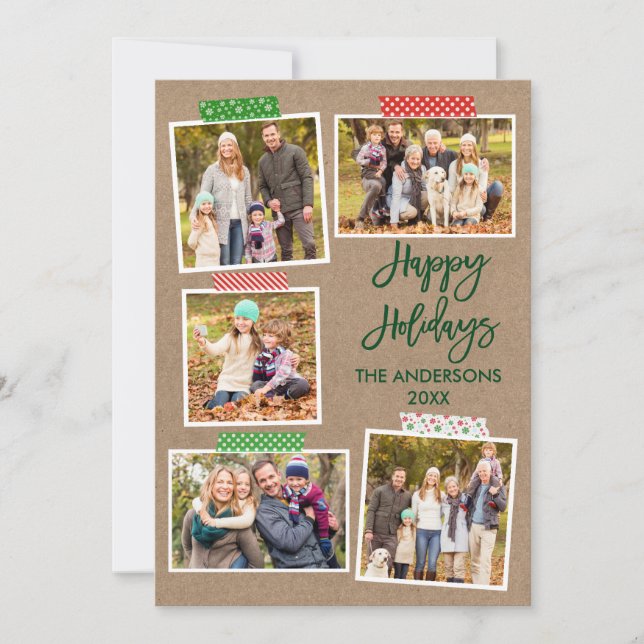 Cartes Pour Fêtes Annuelles Brush Script Joyeux Vacances Artisanat Bande Kraft (Devant)